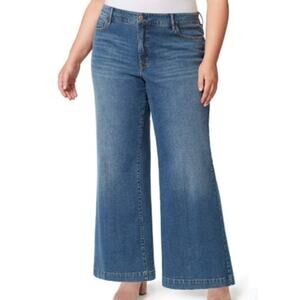 Jessica Simpson Trendy Plus Size "True Love" Wide Leg Jeans in Sia Blue Wash